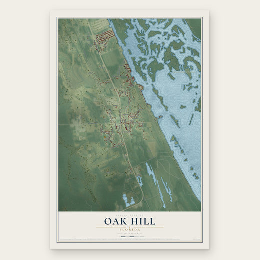 Oak Hill, Florida map print, the full design