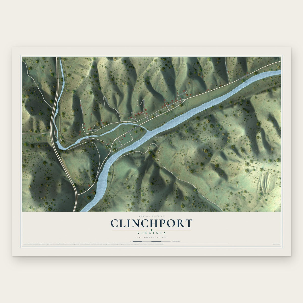 Clinchport, Virginia map print, the full design
