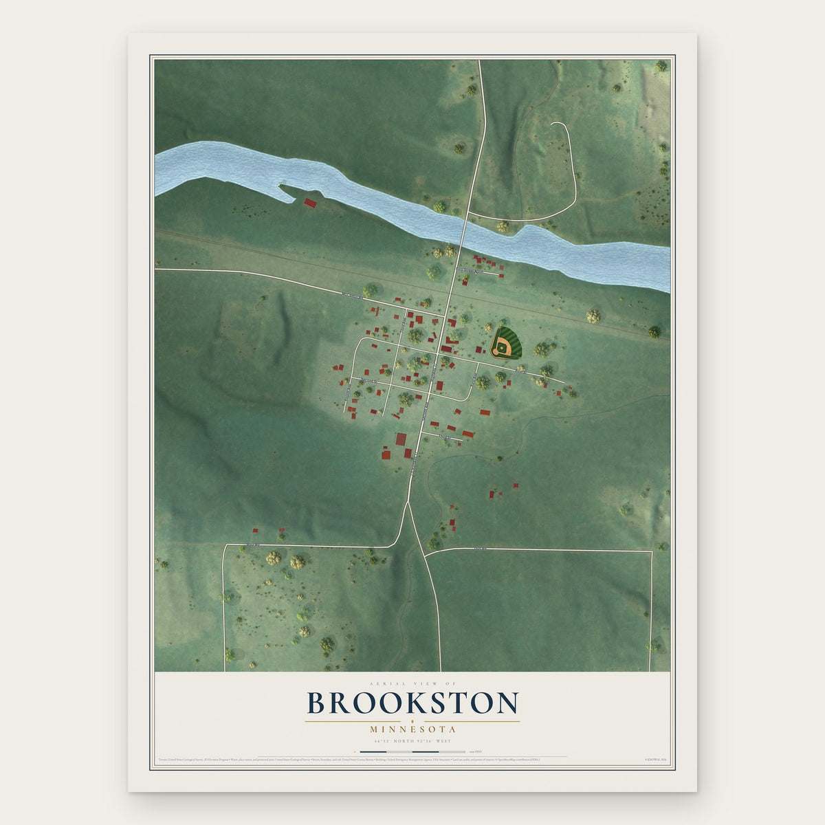 Brookston, Minnesota map print, the full design