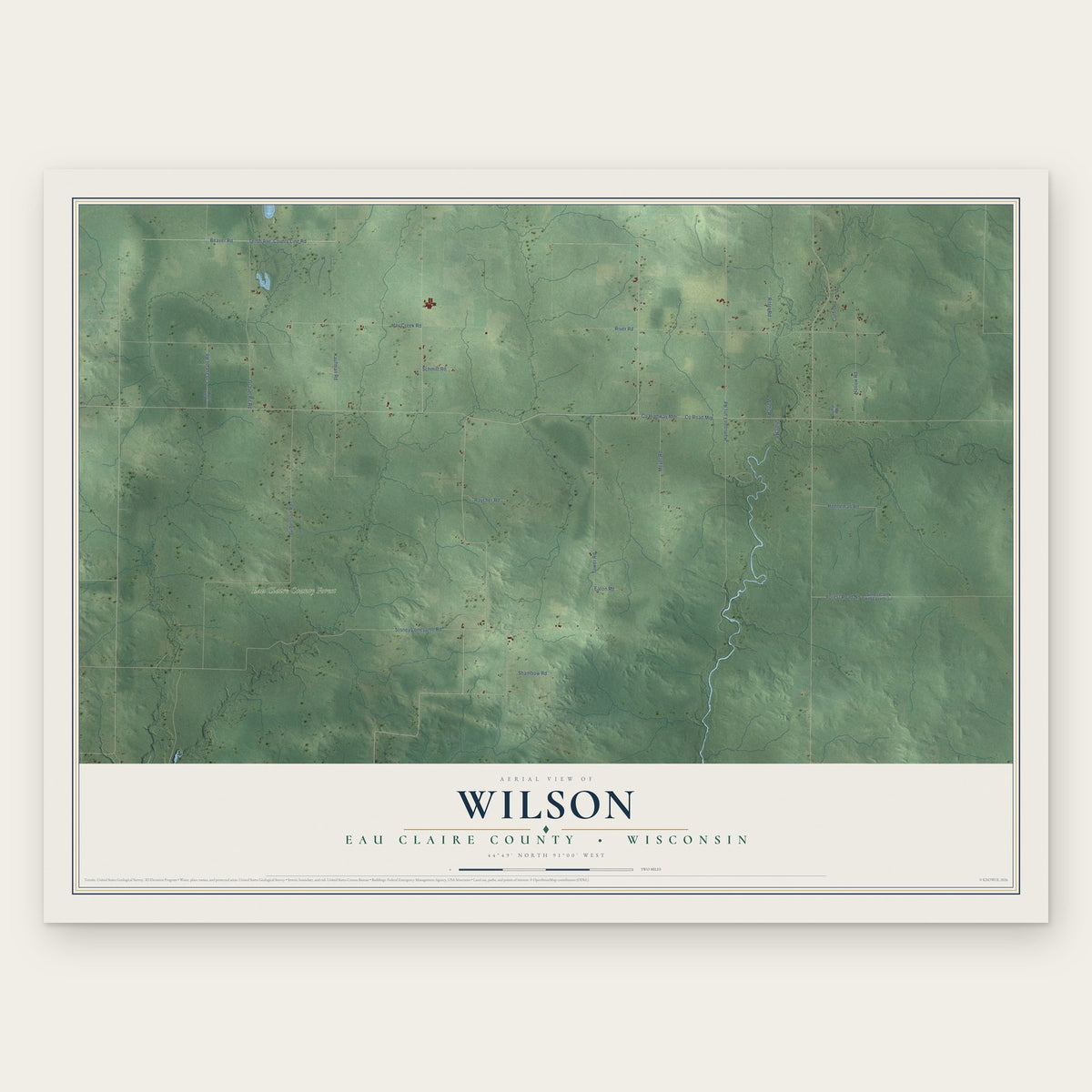 Wilson, Eau Claire County, Wisconsin map print, the full design
