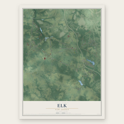 Elk, New Jersey map print, the full design
