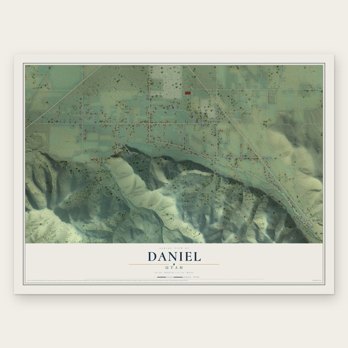 Daniel, Utah map print, the full design