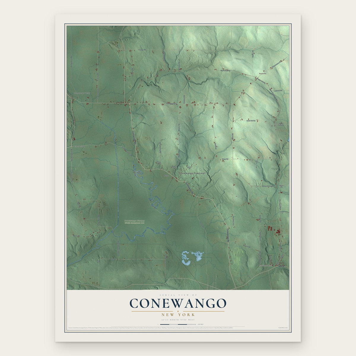 Conewango, New York map print, the full design
