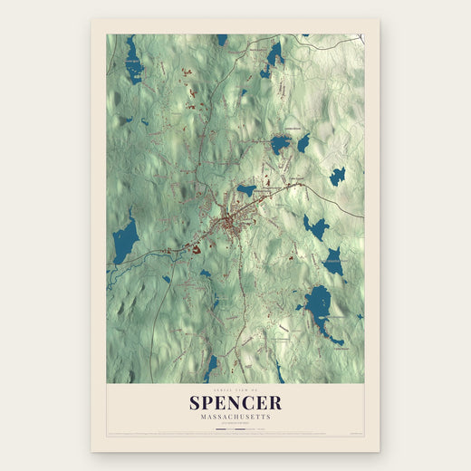 Spencer, Massachusetts map print, the full design