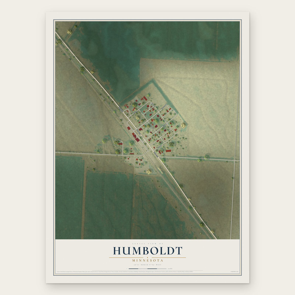 Humboldt, Minnesota map print, the full design
