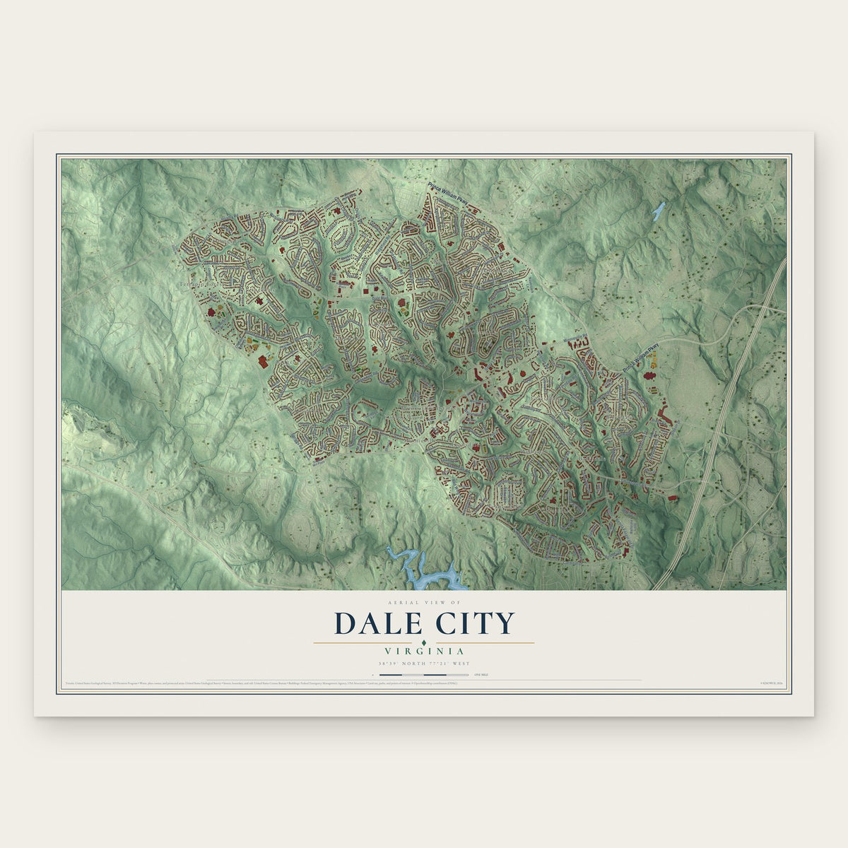 Dale City, Virginia map print, the full design