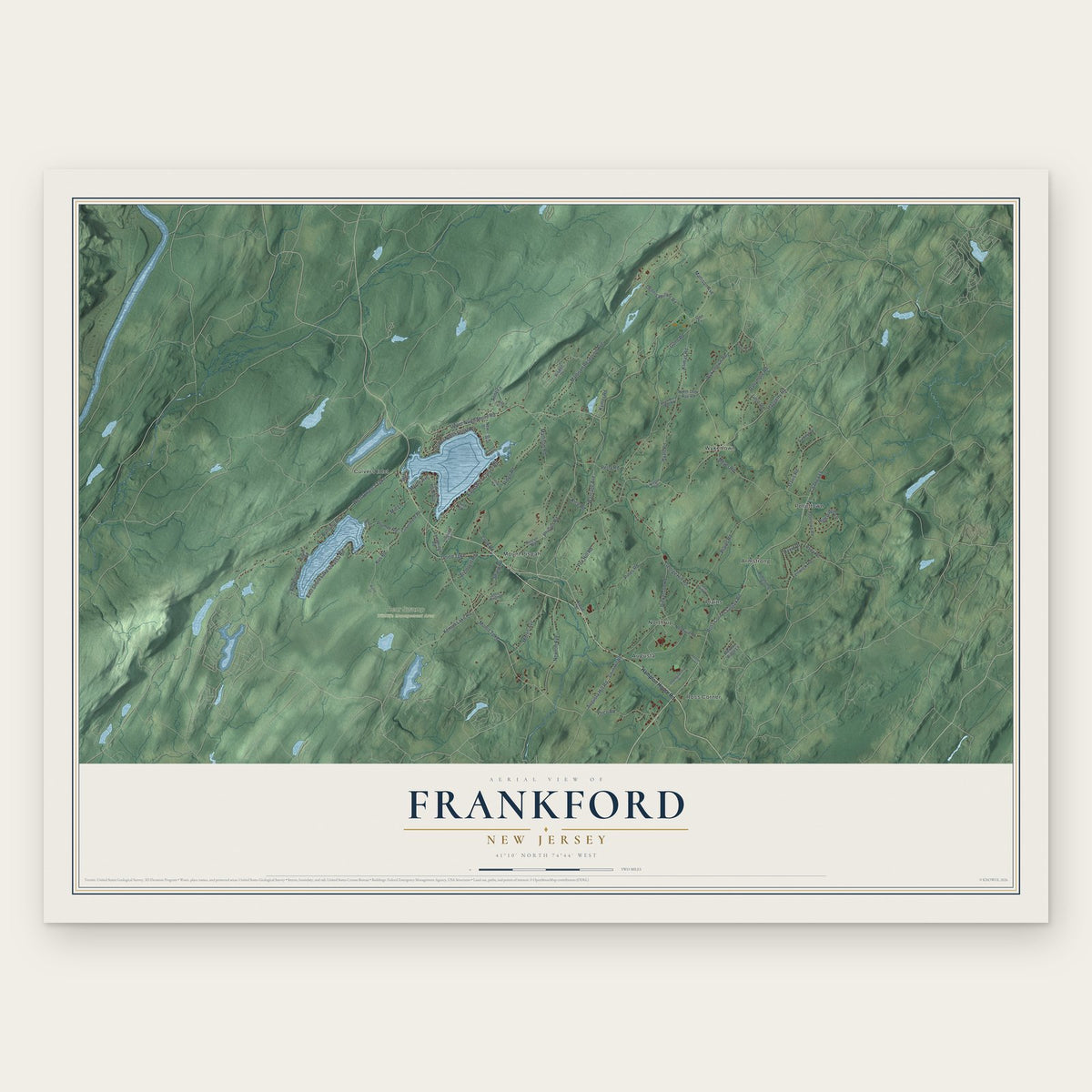 Frankford, New Jersey map print, the full design