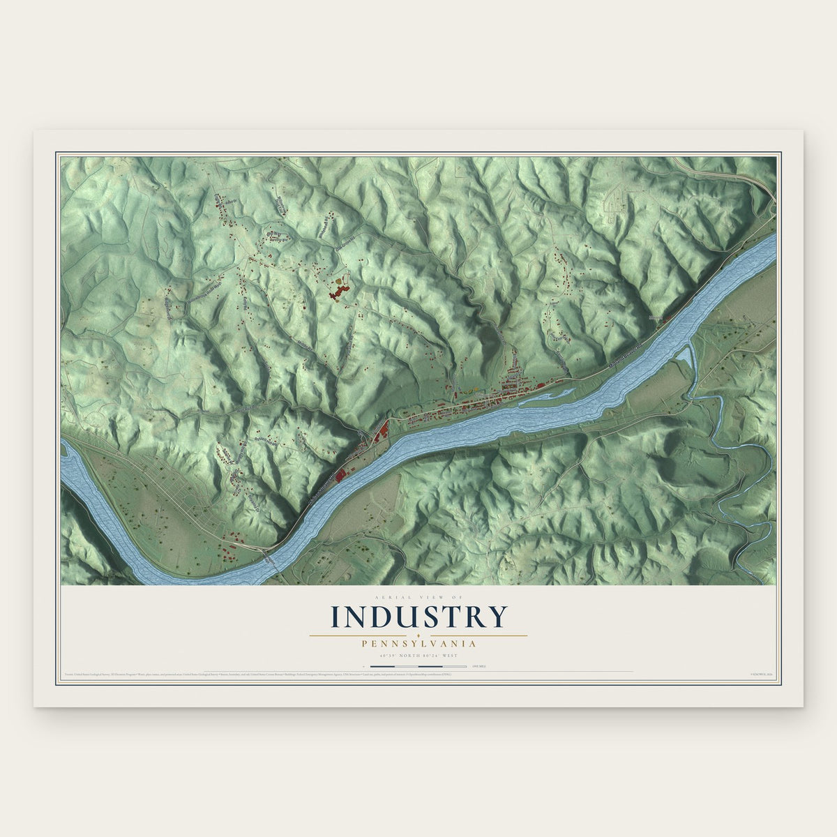 Industry, Pennsylvania map print, the full design