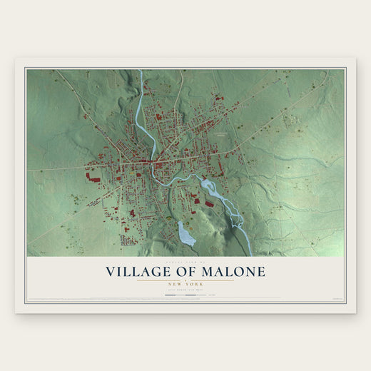 Village of Malone, New York map print, the full design