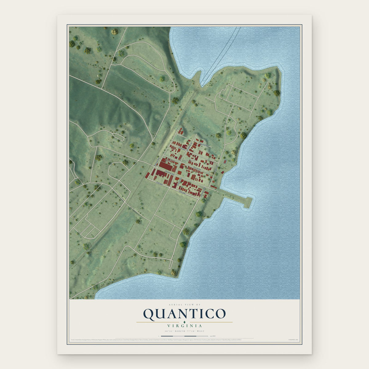Quantico, Virginia map print, the full design