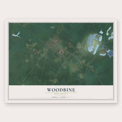 Woodbine, New Jersey map print, the full design