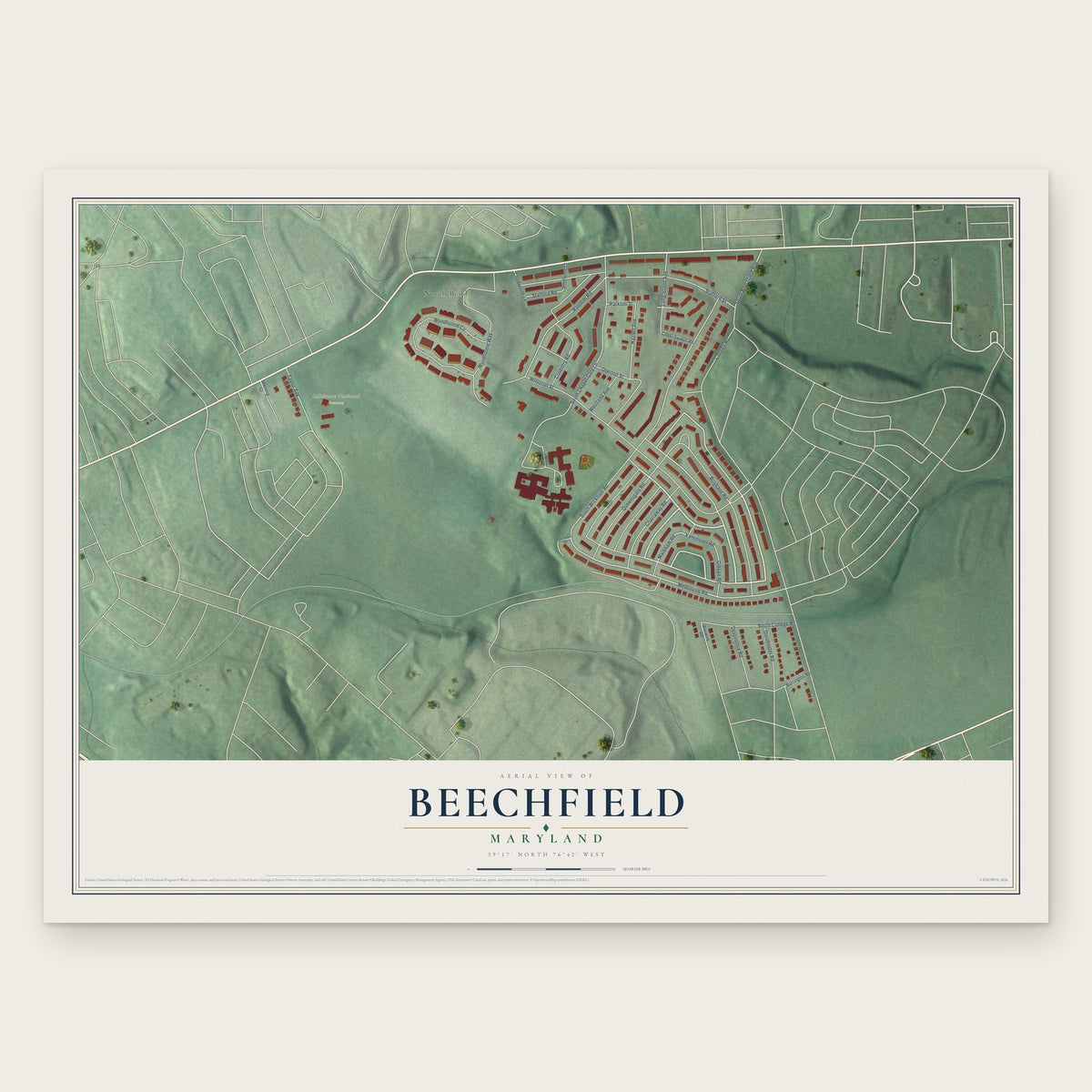 Beechfield, Maryland map print, the full design