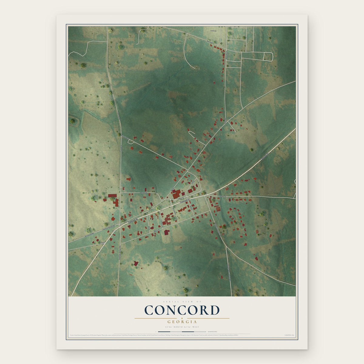 Concord, Georgia map print, the full design