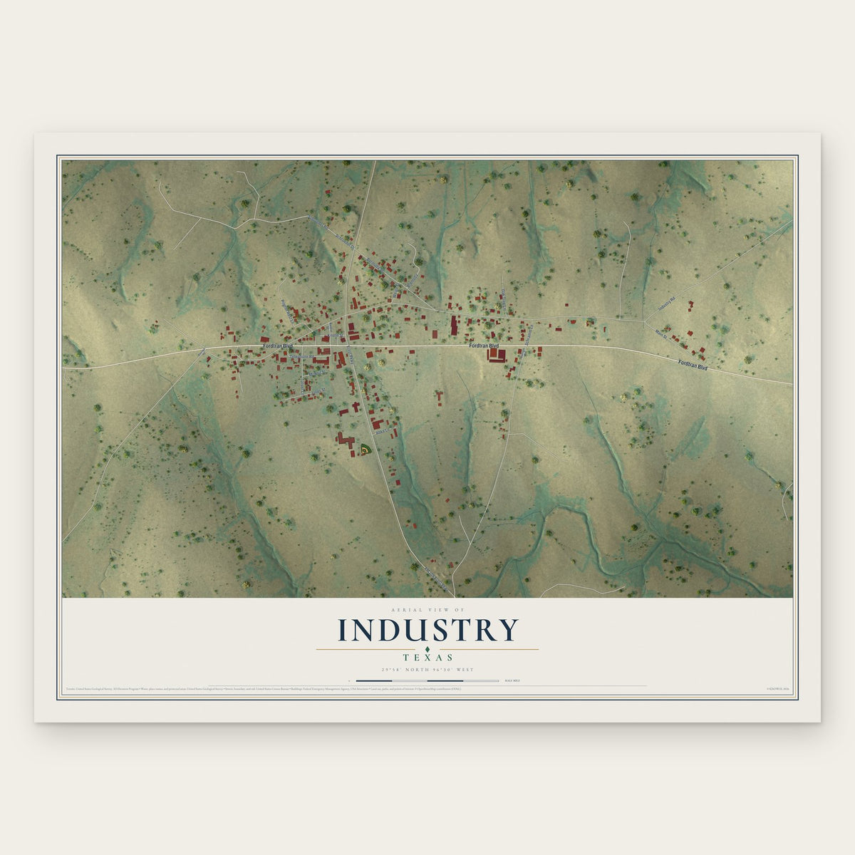 Industry, Texas map print, the full design