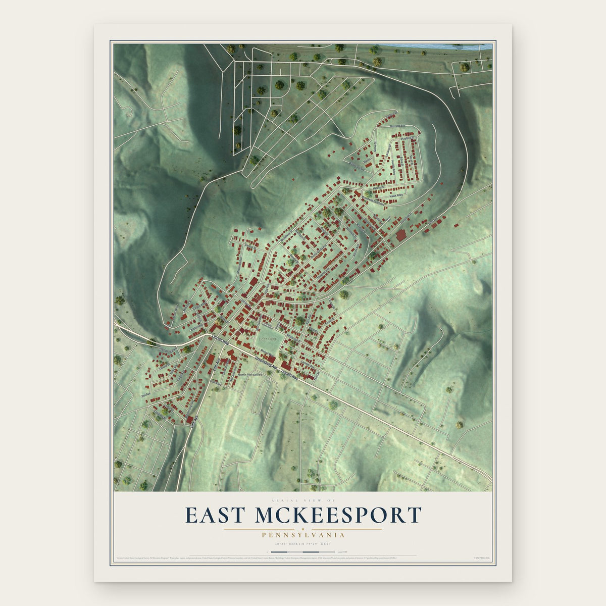 East McKeesport, Pennsylvania map print, the full design