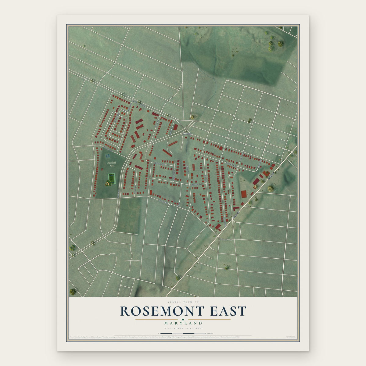 Rosemont East, Maryland map print, the full design