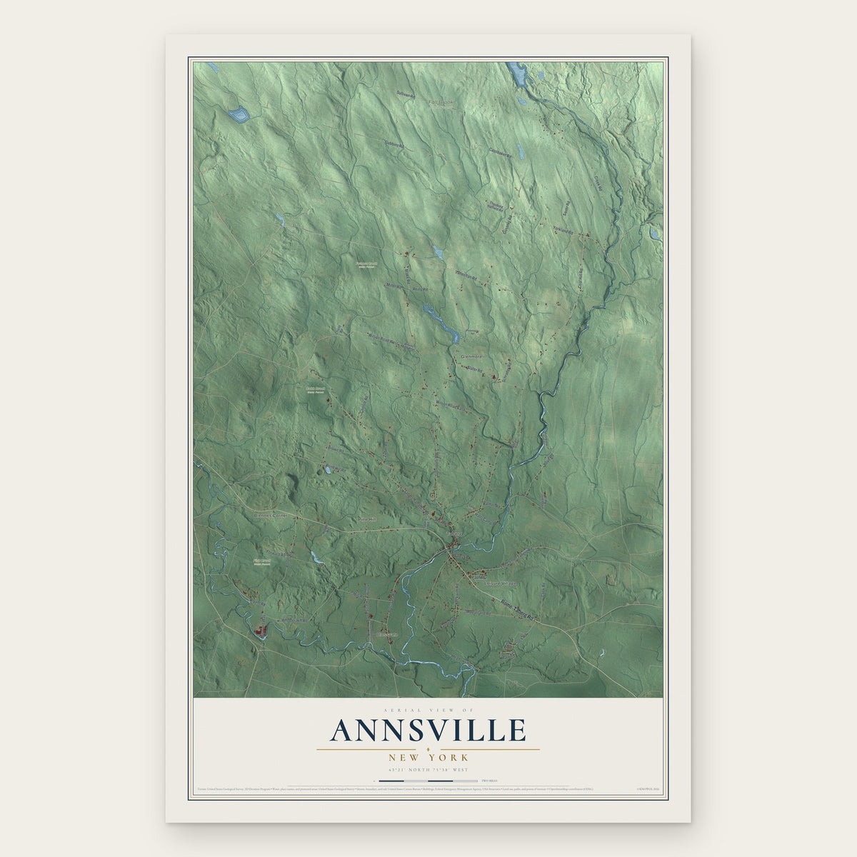 Annsville, New York map print, the full design