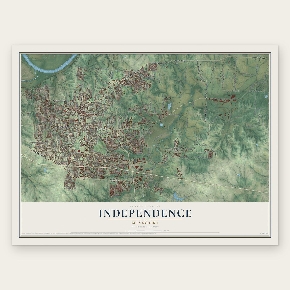 Independence, Missouri map print, the full design