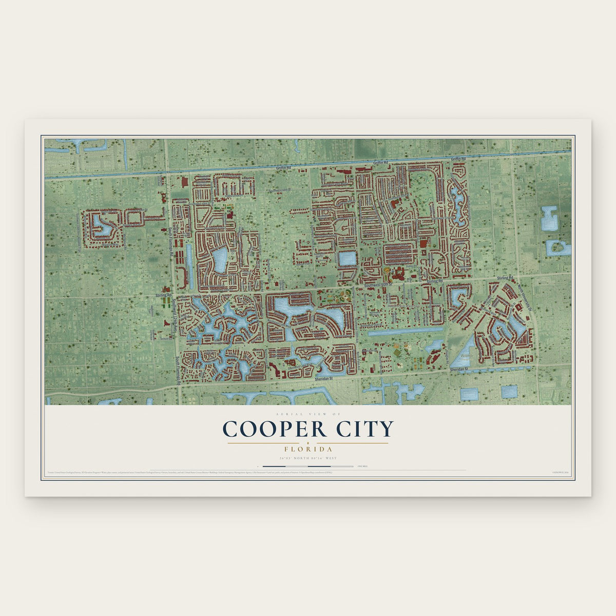 Cooper City, Florida map print, the full design