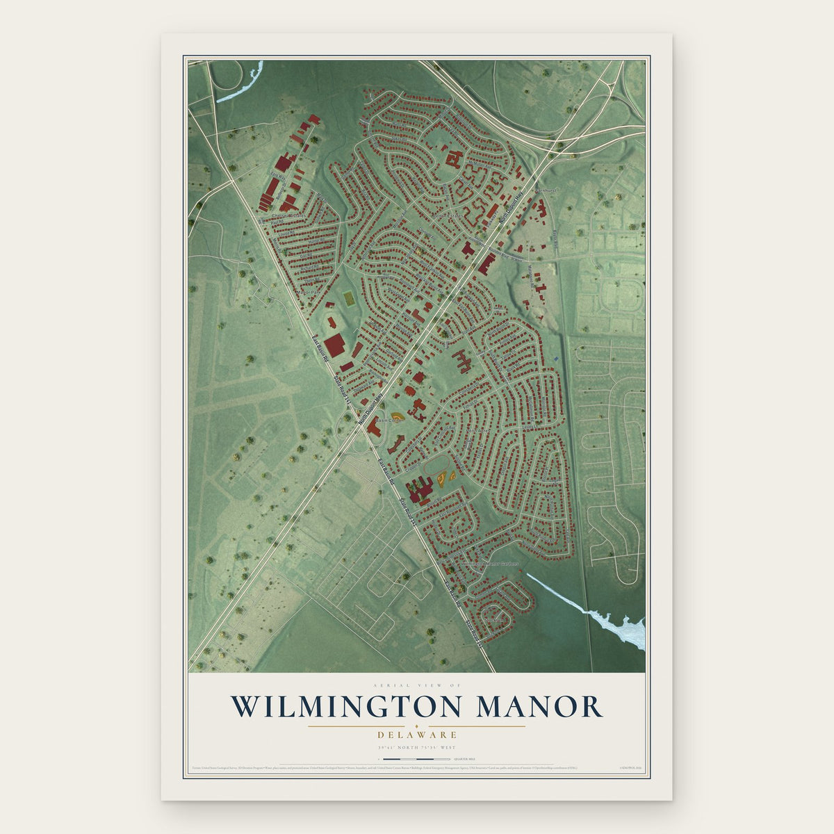 Wilmington Manor, Delaware map print, the full design