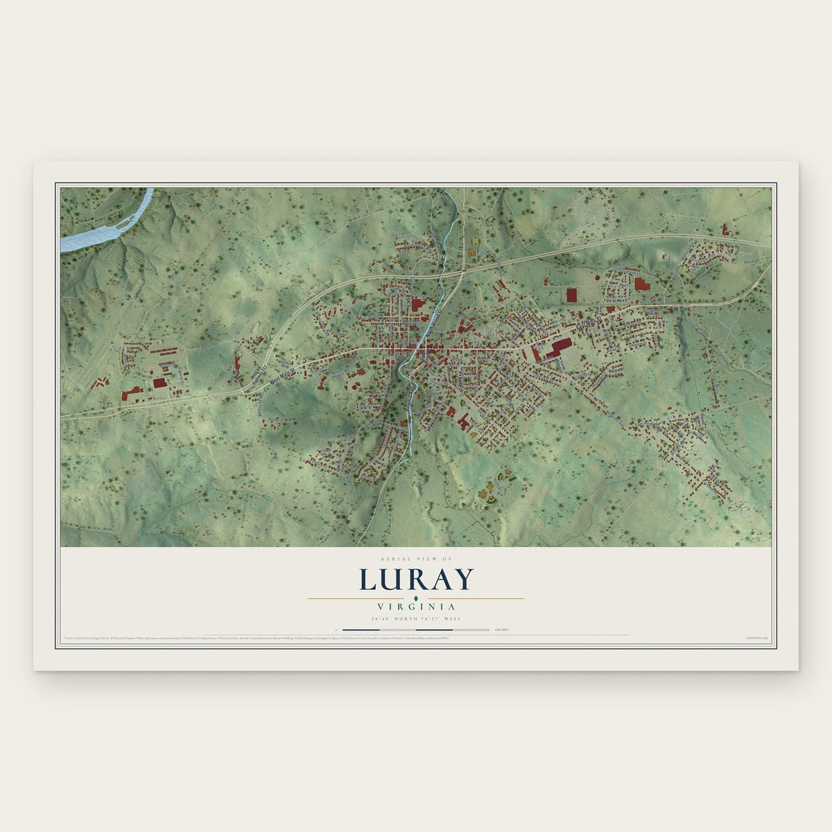 Luray, Virginia map print, the full design