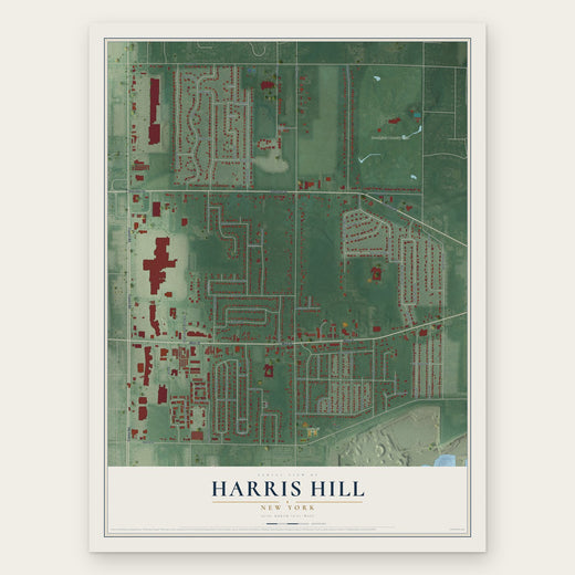 Harris Hill, New York map print, the full design