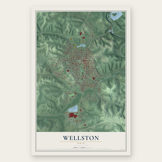 Wellston, Ohio map print, the full design
