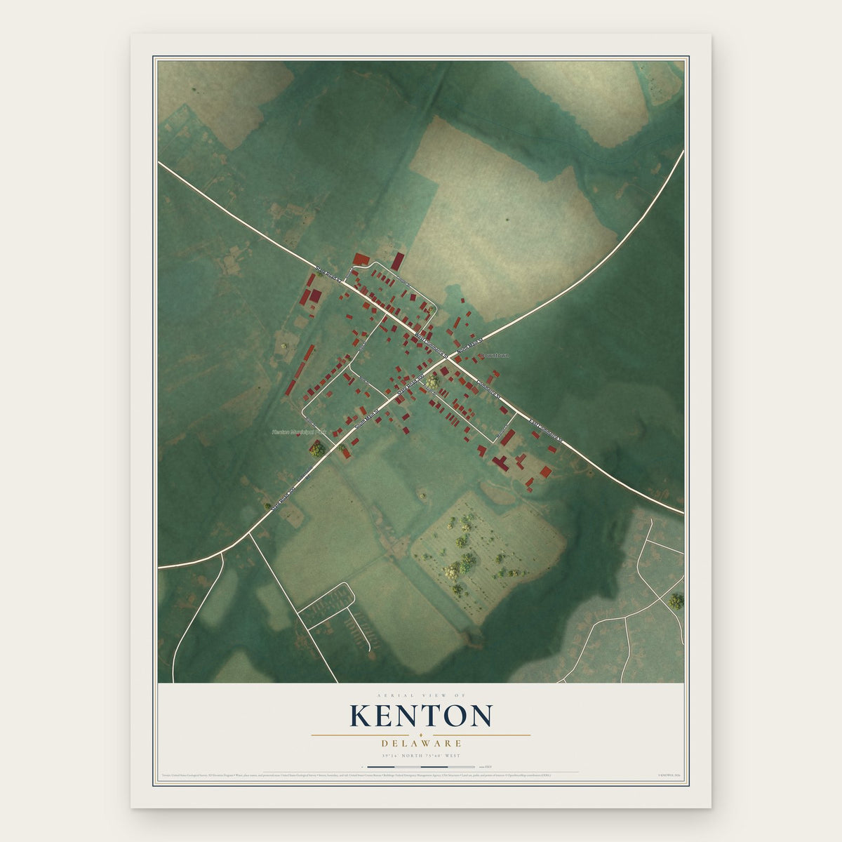 Kenton, Delaware map print, the full design