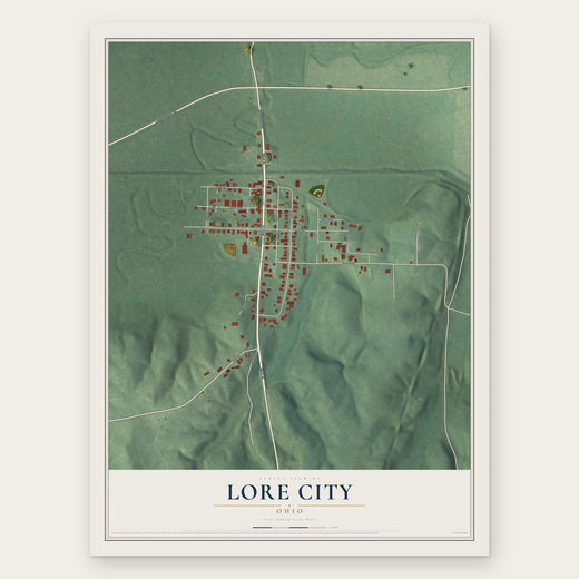 Lore City, Ohio map print, the full design