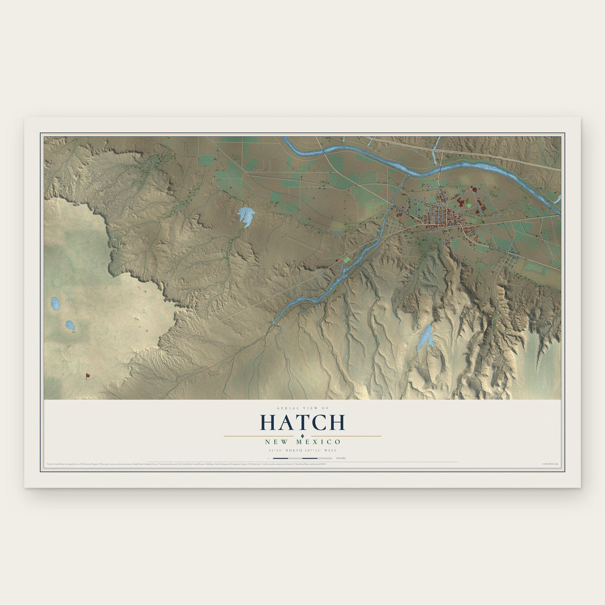 Hatch, New Mexico map print, the full design