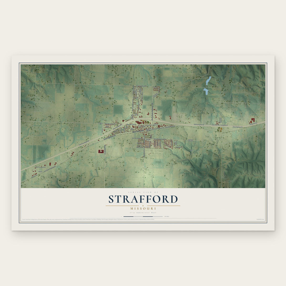 Strafford, Missouri map print, the full design