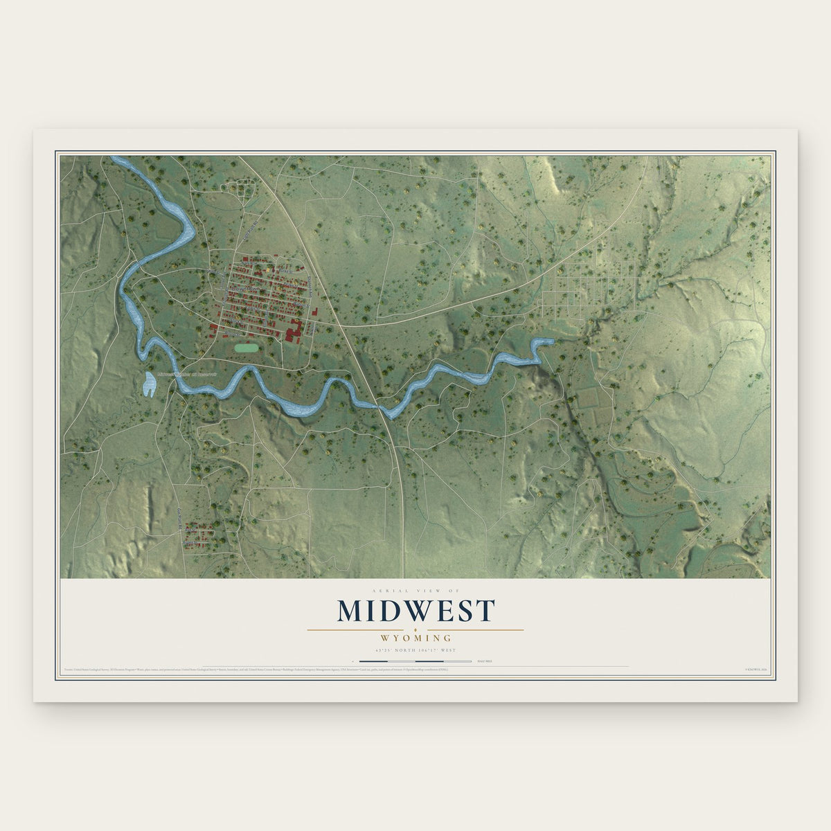 Midwest, Wyoming map print, the full design