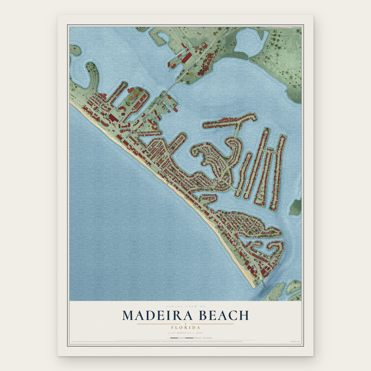 Madeira Beach, Florida map print, the full design