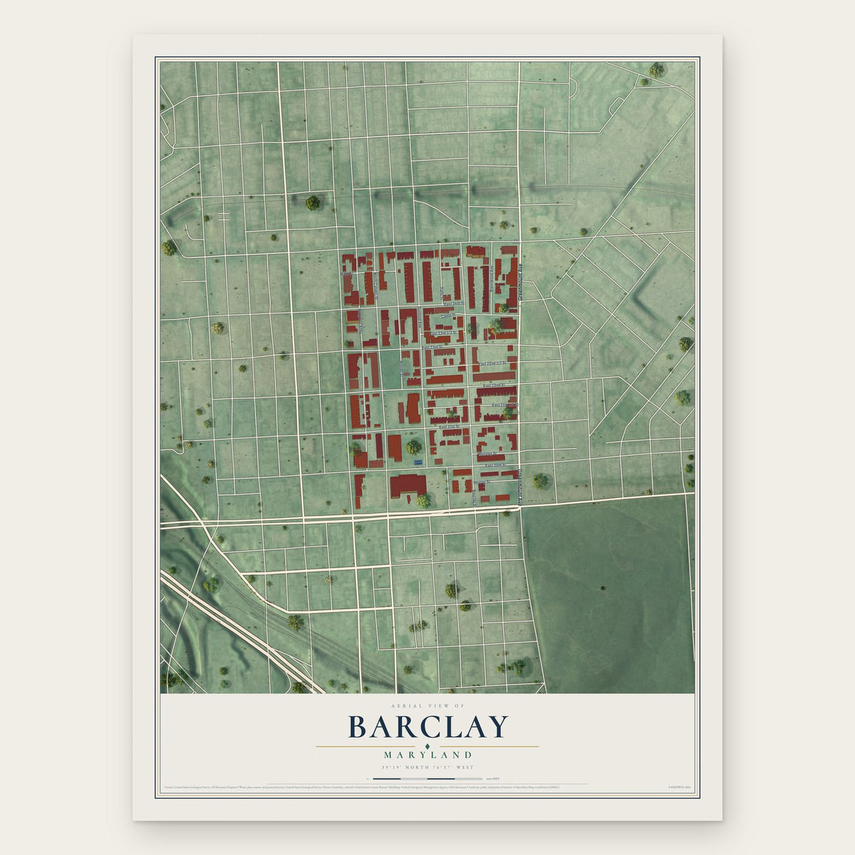Barclay, Baltimore, Maryland map print, the full design
