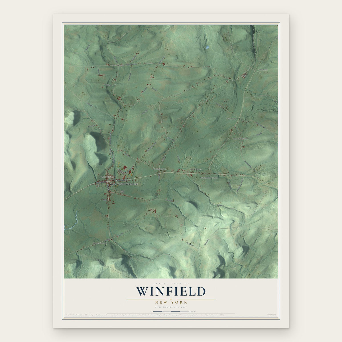 Winfield, New York map print, the full design