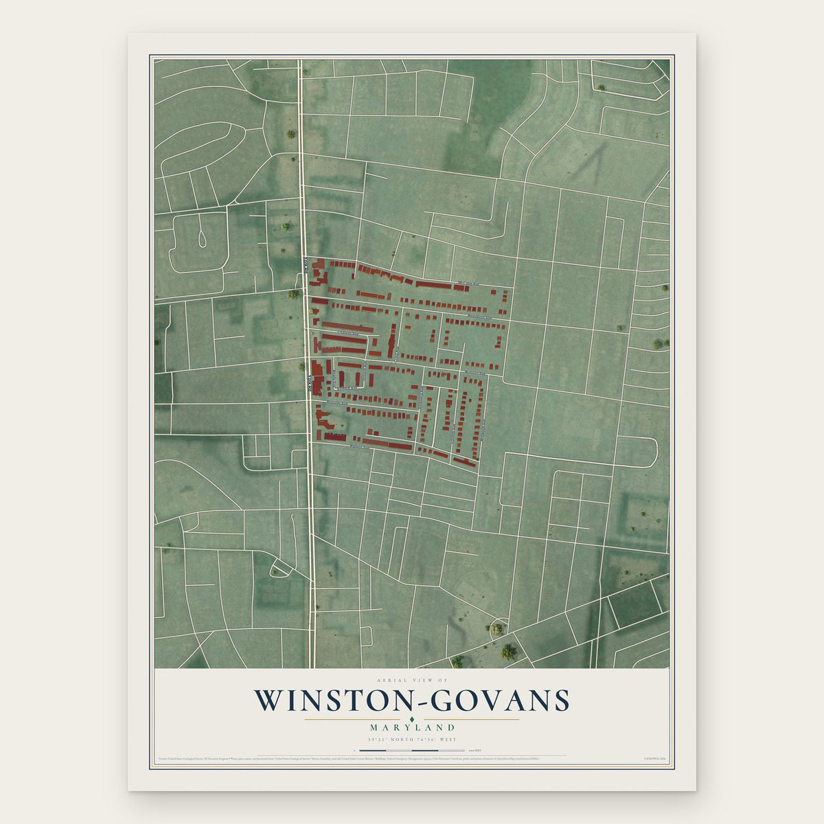 Winston-Govans, Maryland map print, the full design