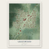 Greenwood, Nebraska map print, the full design