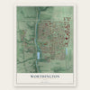Worthington, Ohio map print, the full design