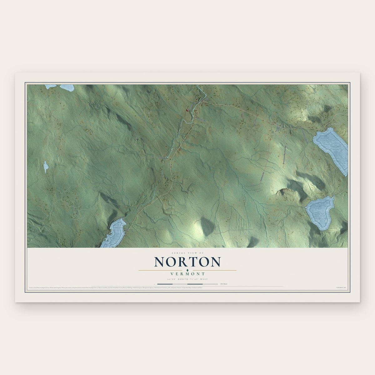 Norton, Vermont map print, the full design