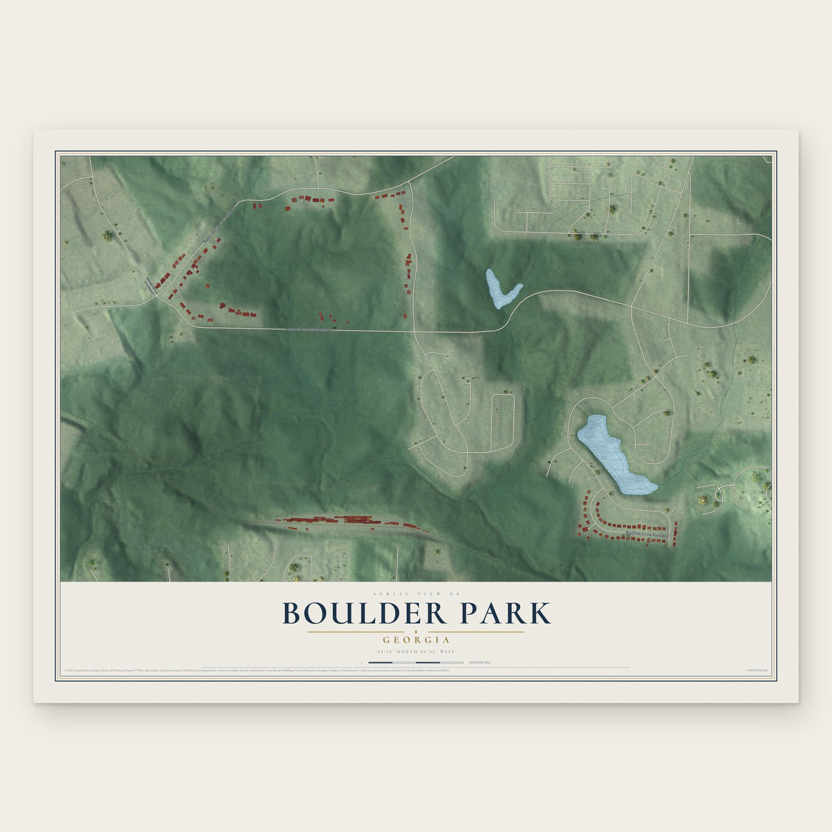 Boulder Park, Georgia map print, the full design