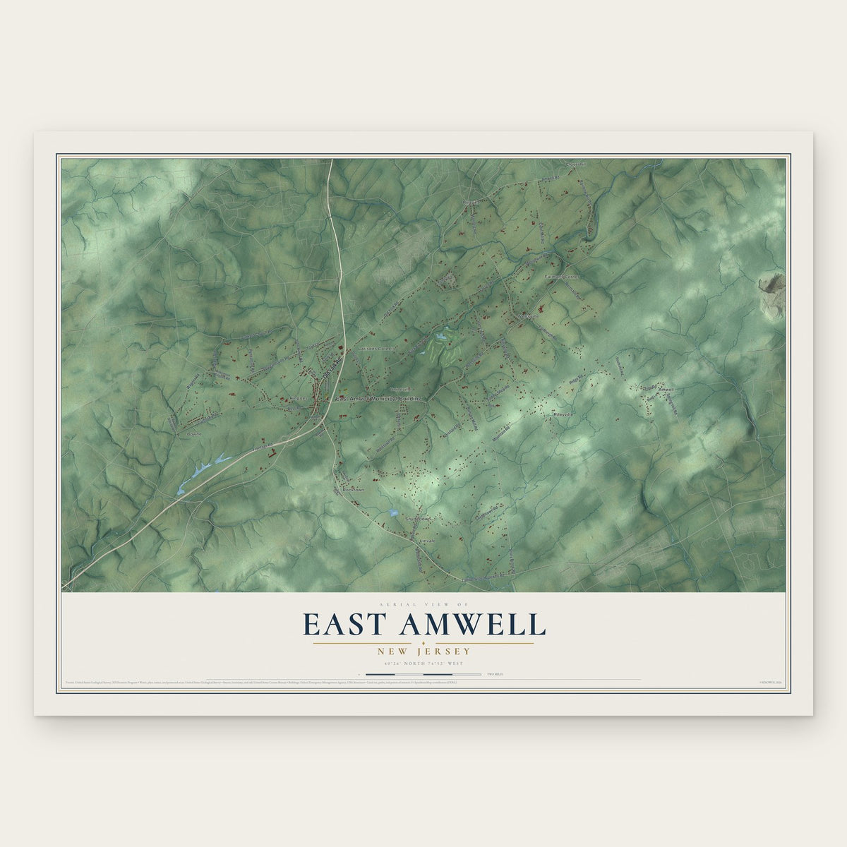 East Amwell, New Jersey map print, the full design