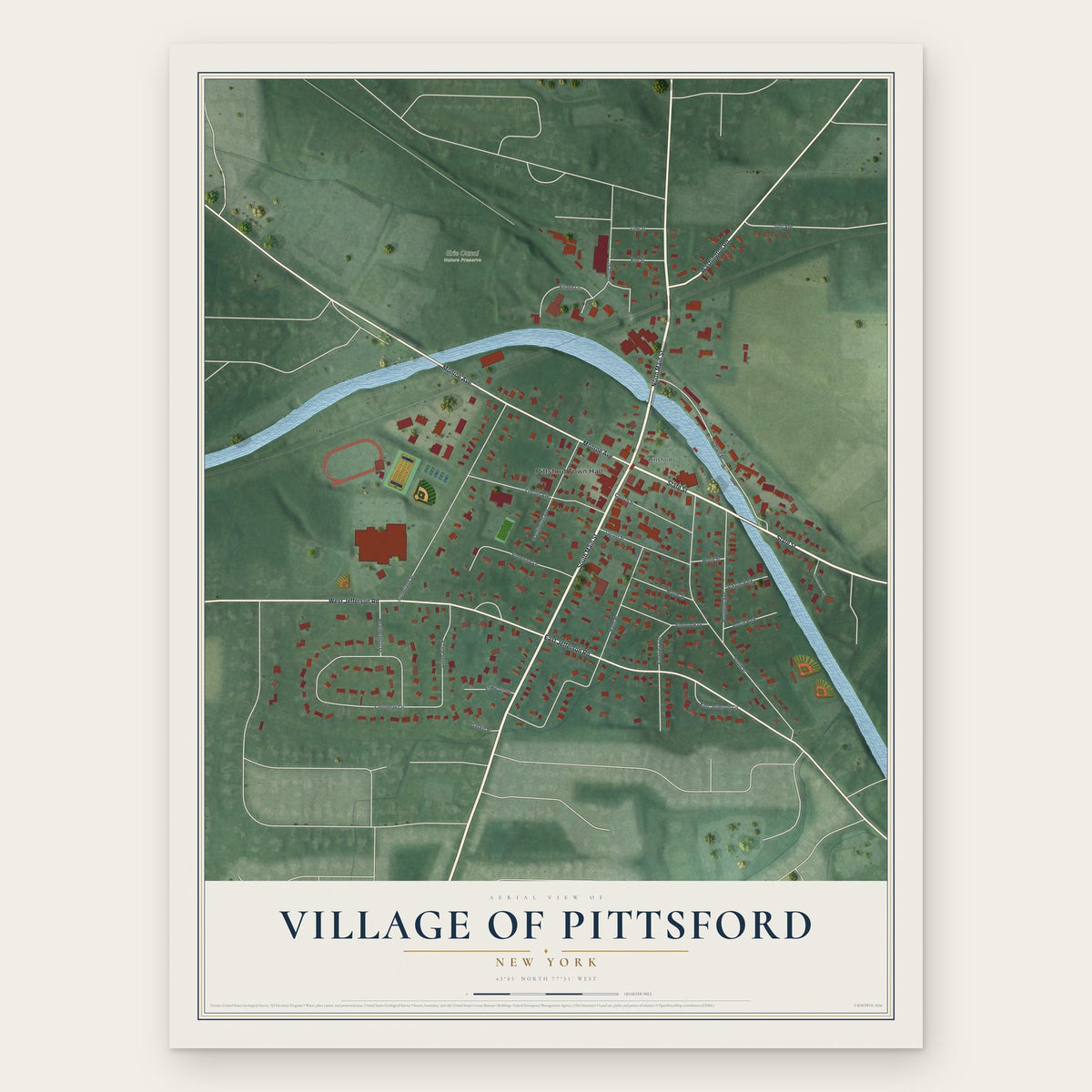 Village of Pittsford, New York map print, the full design