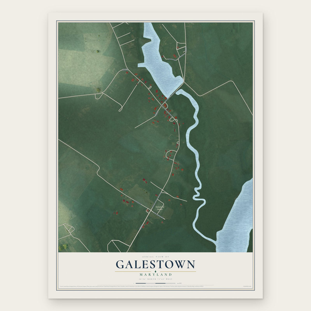 Galestown, Maryland map print, the full design