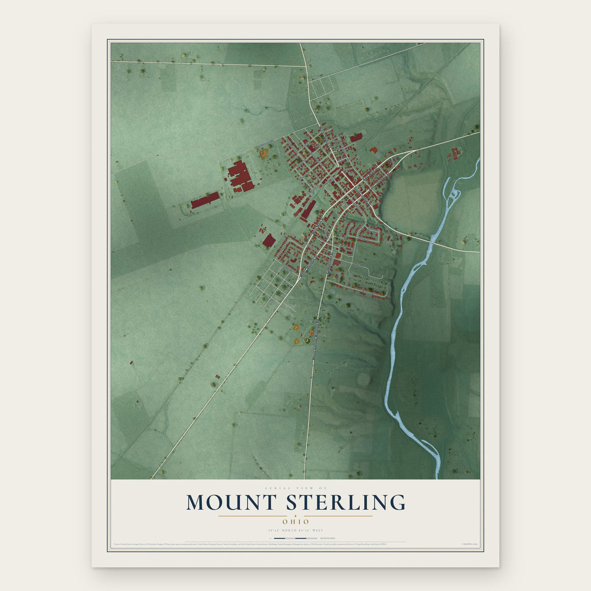 Mount Sterling, Ohio map print, the full design