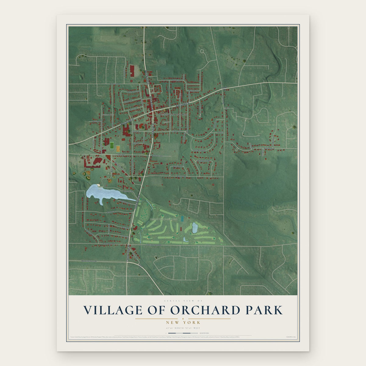 Village of Orchard Park, New York map print, the full design