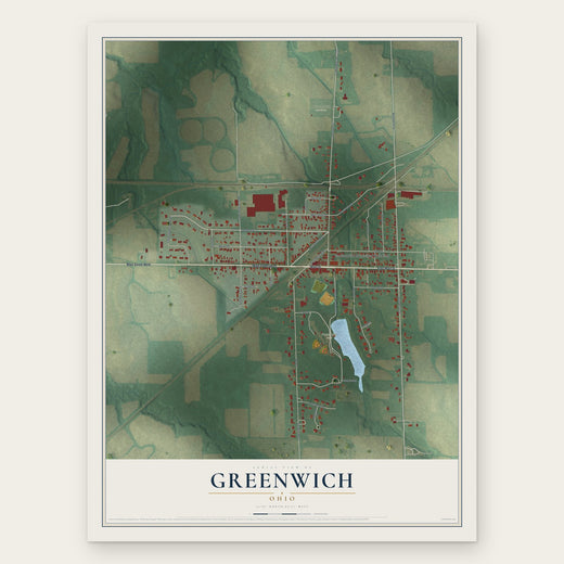 Greenwich, Ohio map print, the full design