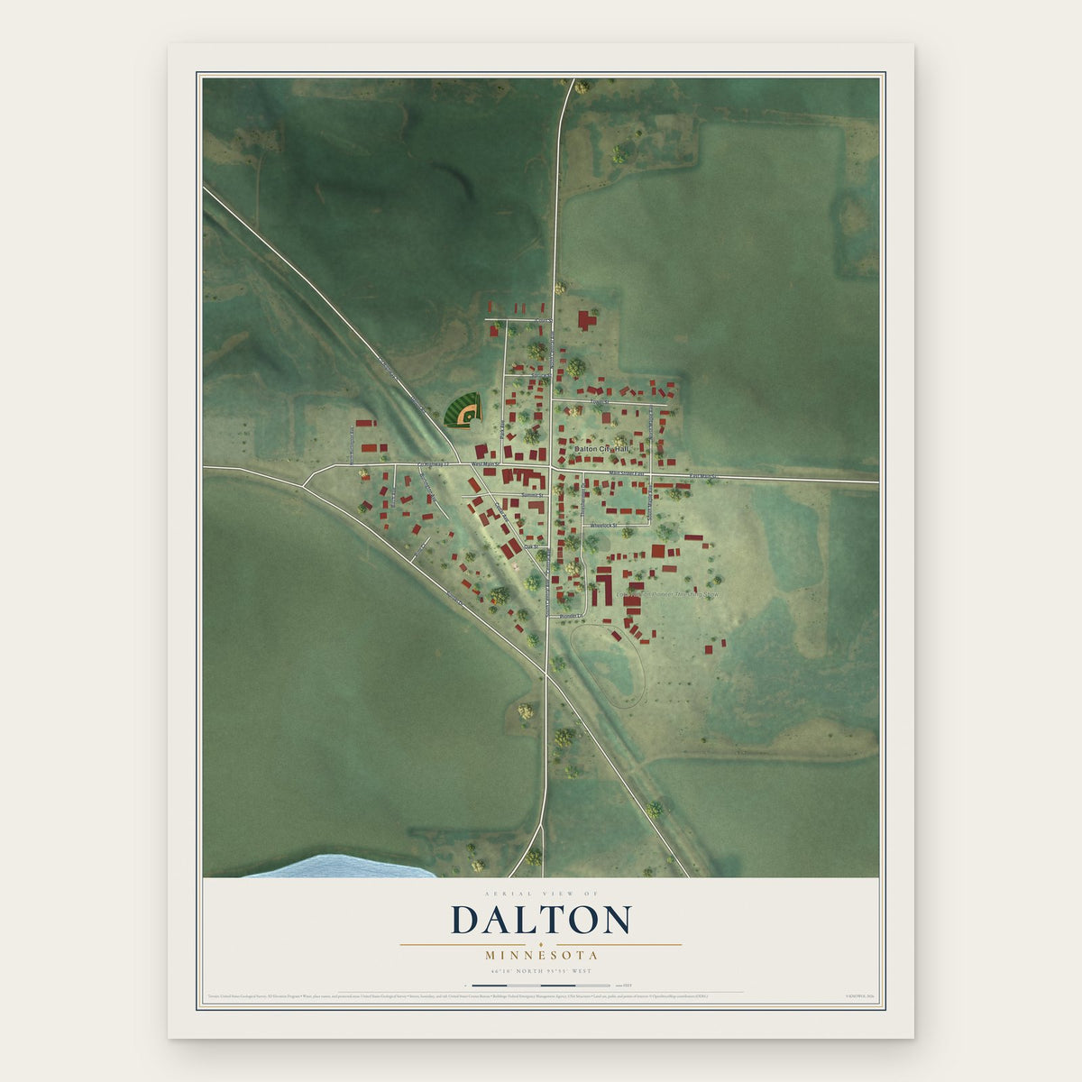 Dalton, Minnesota map print, the full design