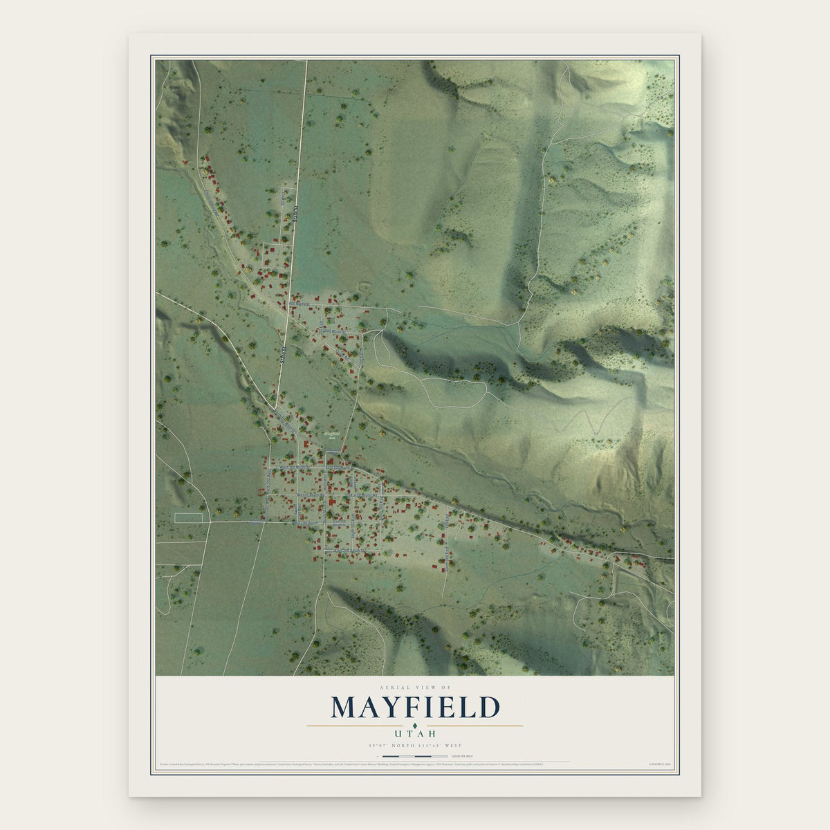 Mayfield, Utah map print, the full design
