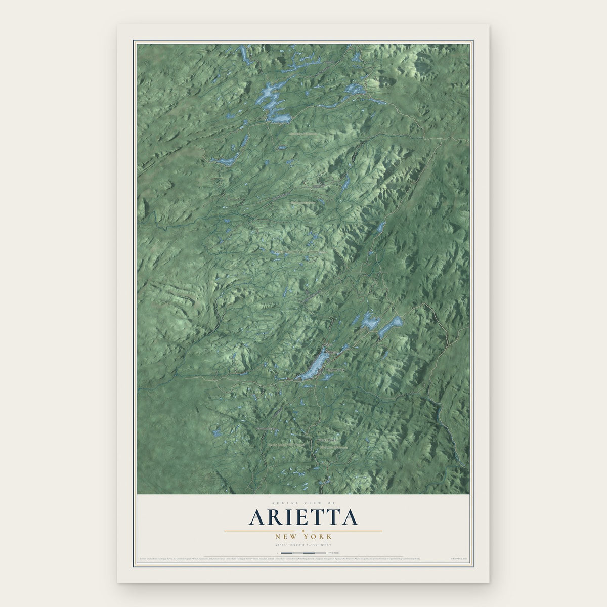 Arietta, New York map print, the full design