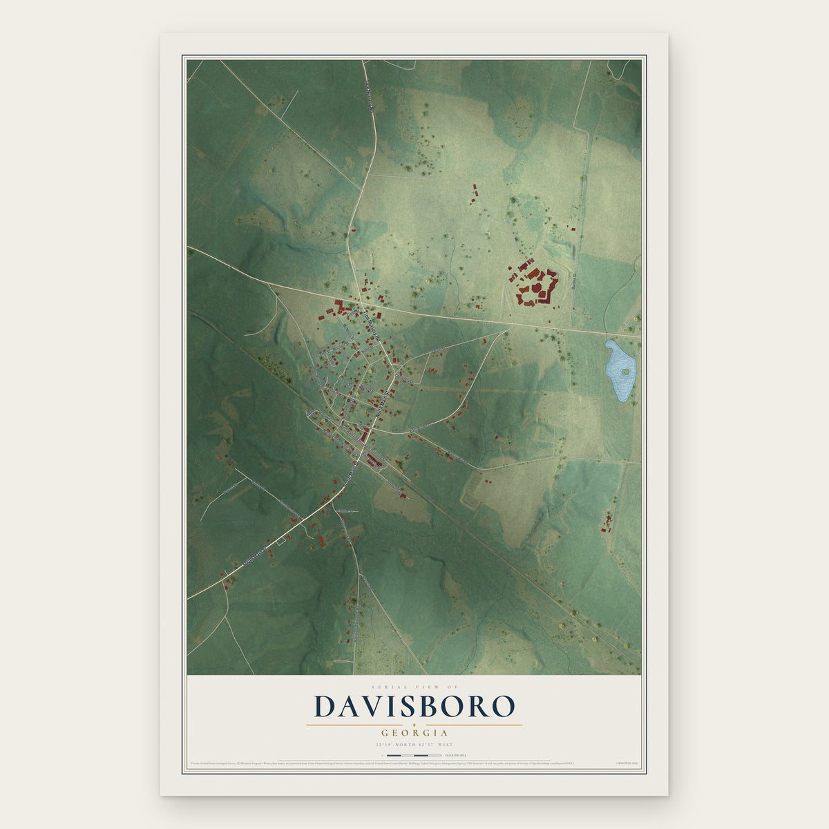Davisboro, Georgia map print, the full design